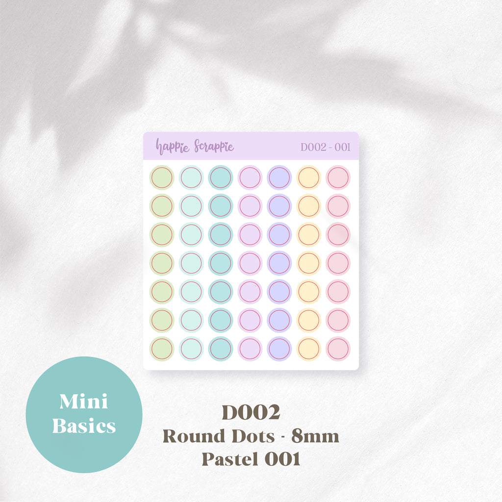 Mini Stickers : Basics (Round Dots 8mm) // D002
