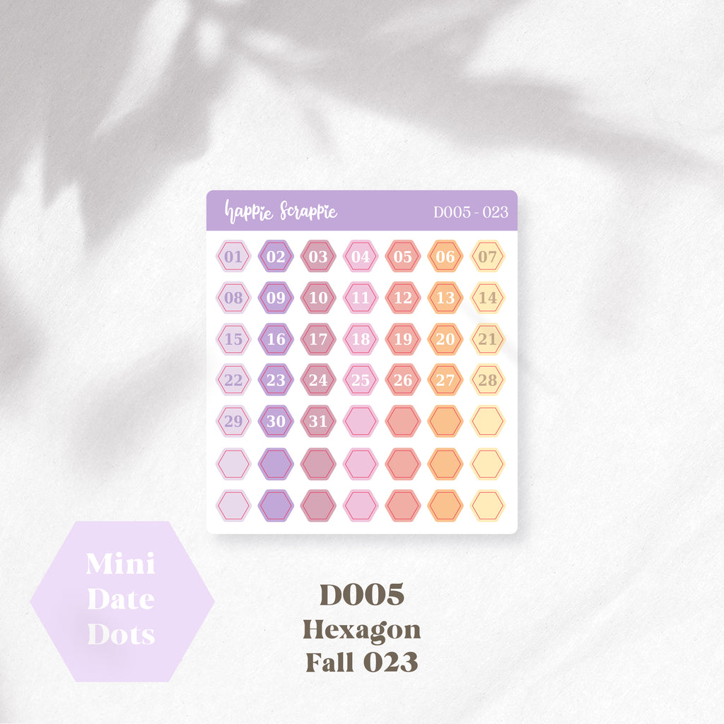 Mini Stickers : Date Dots (Hexagon) // D005