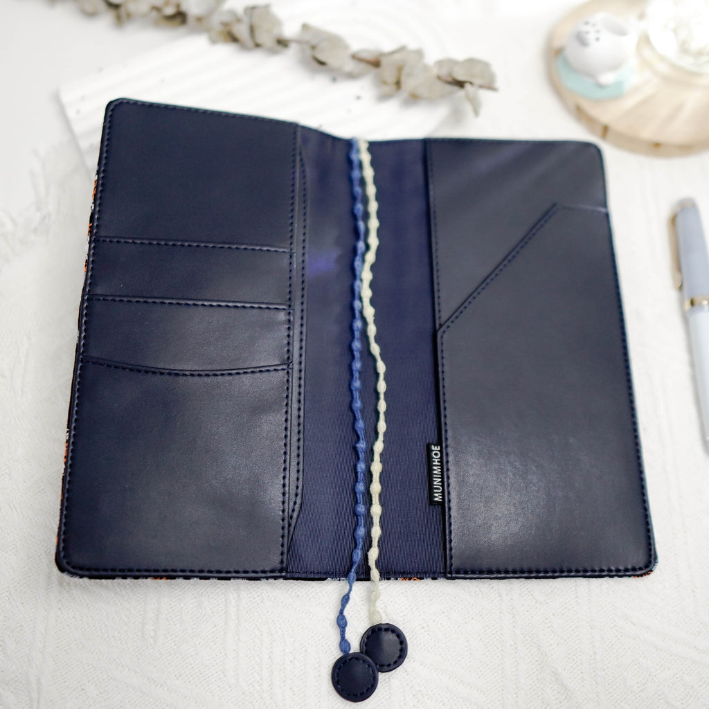 Planner Cover : Dark Blue & White Butterfly Embroidered Patch Work Fabric (B6) // Pre Order