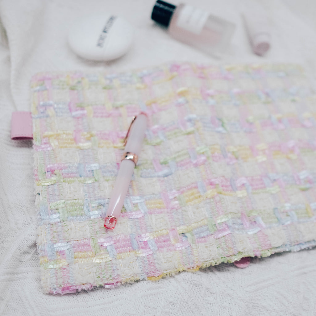 Planner Cover : Pastel Rainbow Tweed Fabric (TN Passport) // Pre Order