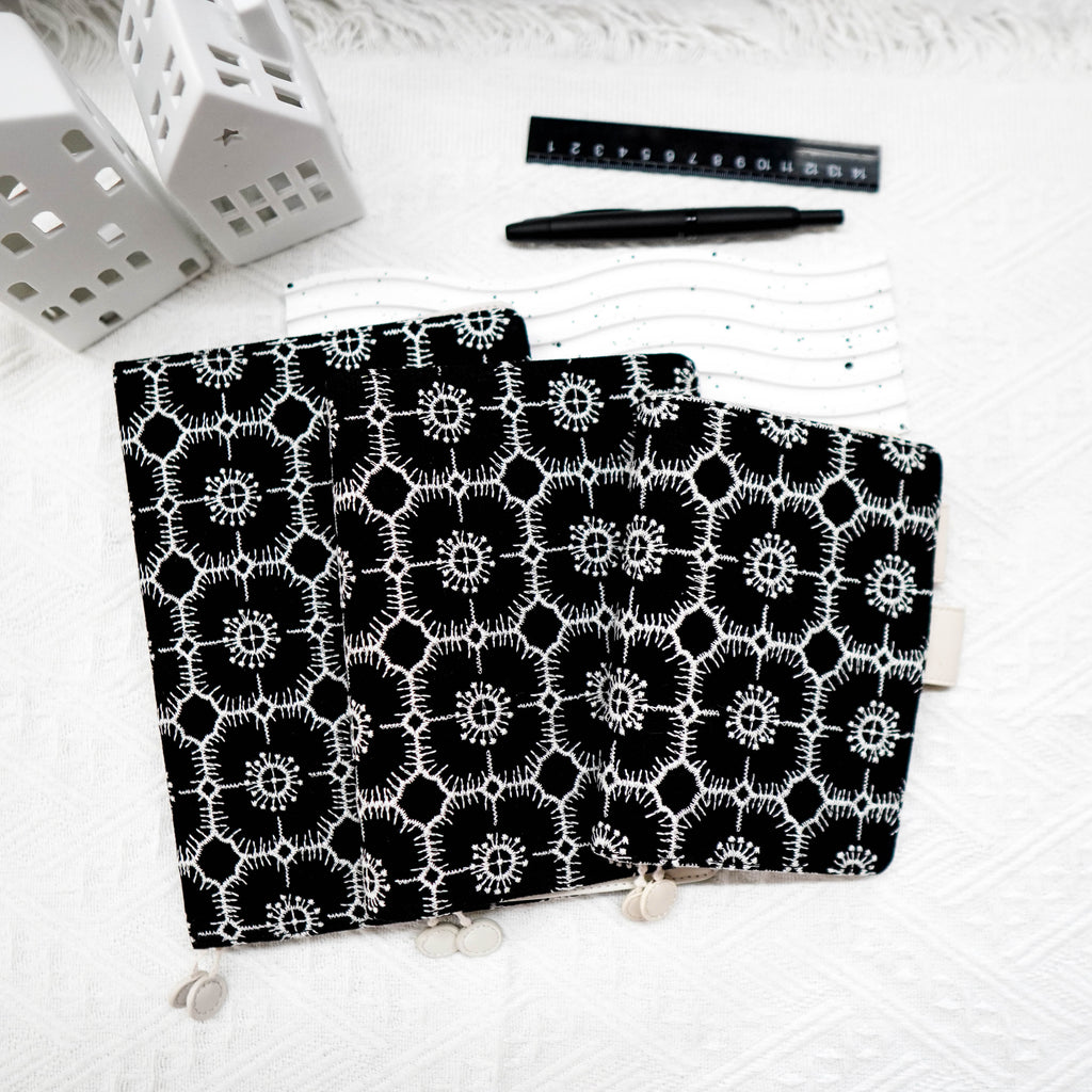 Planner Cover : Black Anemone Fabric (Hobo Weeks) // Pre Order