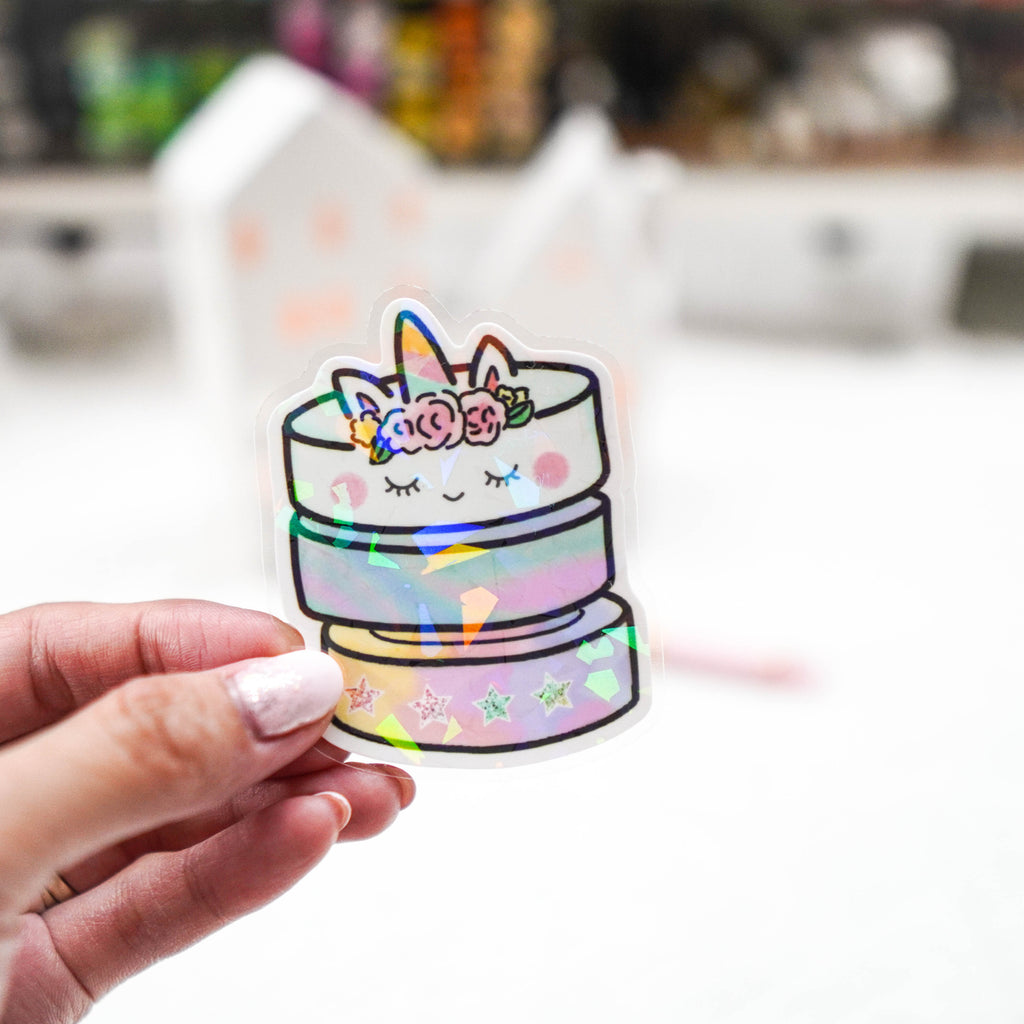 Die Cut Sticker : Magical Wishes Unicorn // Glitter Overlay