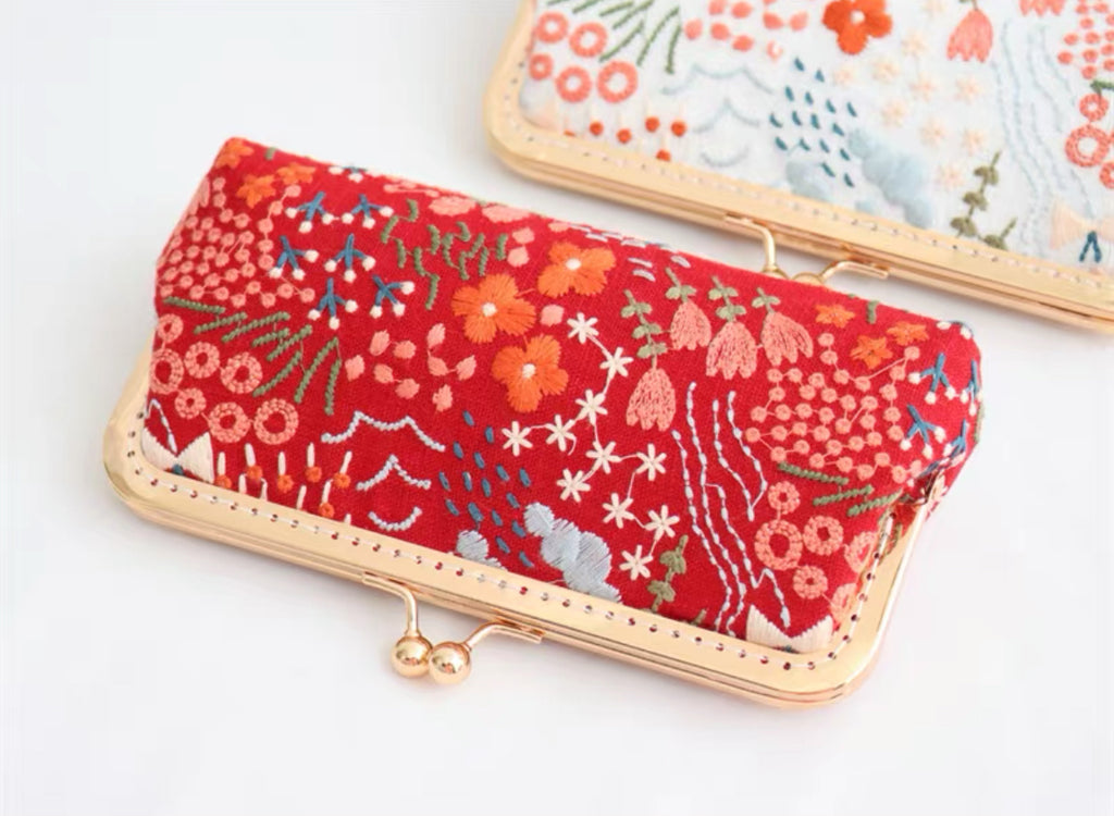 Pen Pouch : Fabric Clasp Pouch / Floral Embroidery Designs // Pre Order