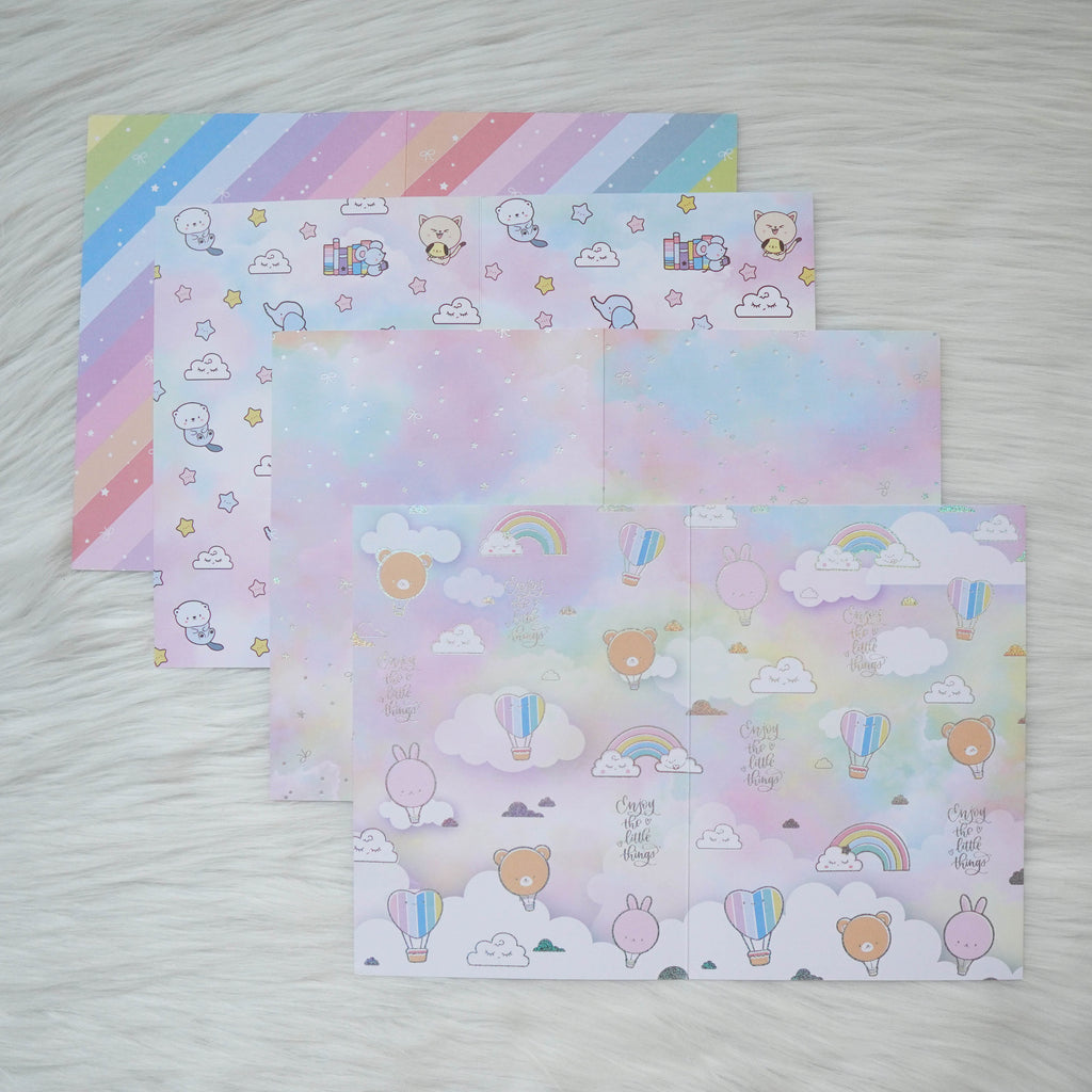 Pattern Papers : Holo Silver Foiled // You're My Happy Rainbow (Set of 4)