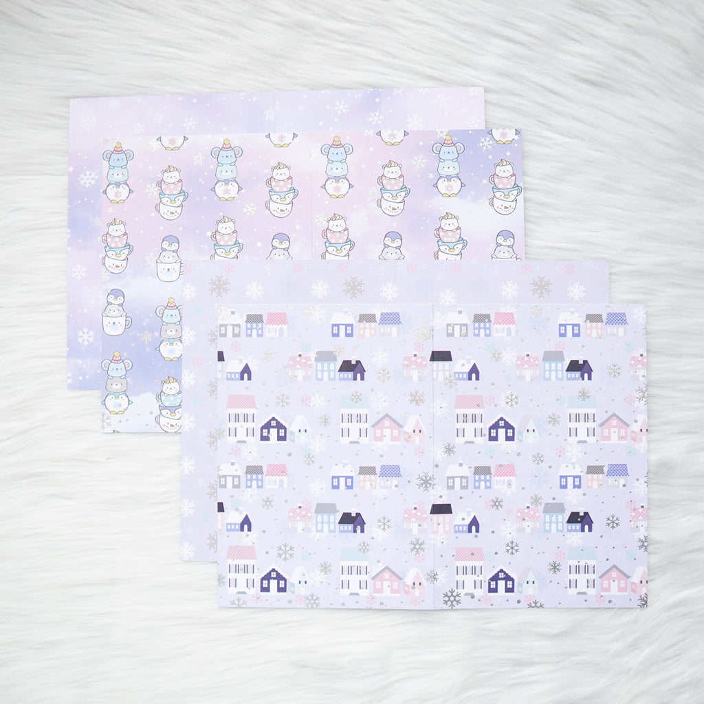 Pattern Papers : Holo Silver      // Cozy Winter (Set of 4)