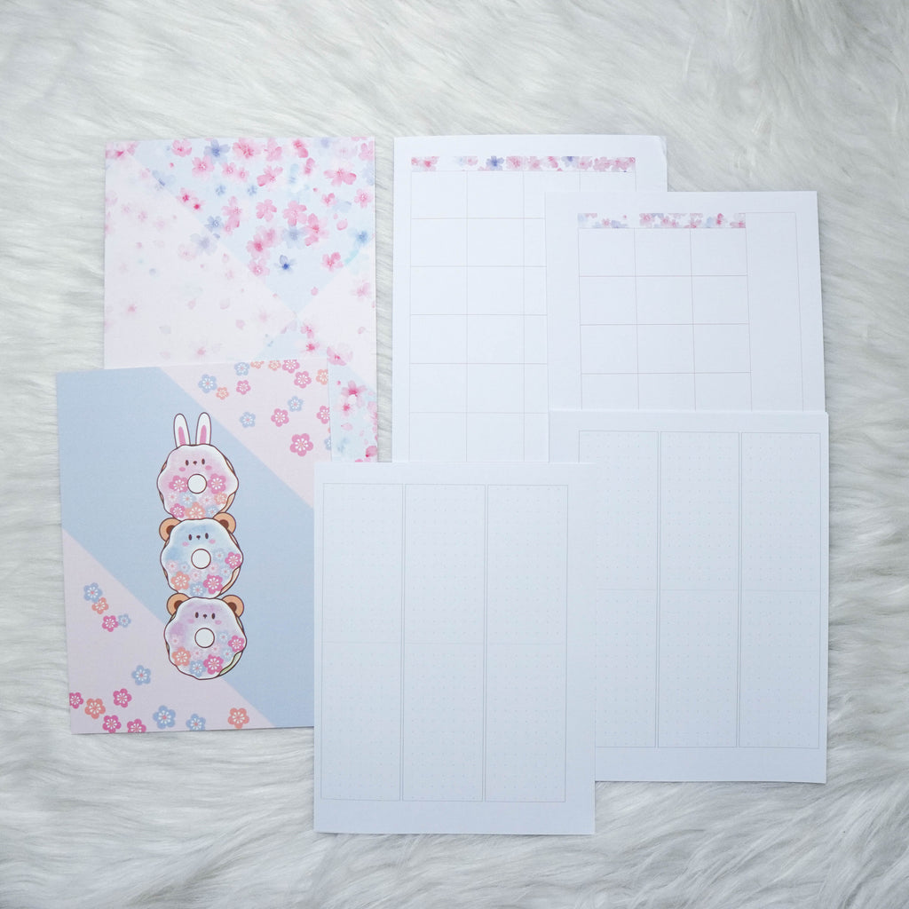 Disc / Rings Planner Inserts - Cherry Blossom Panda // Weekly (With Monthly View)