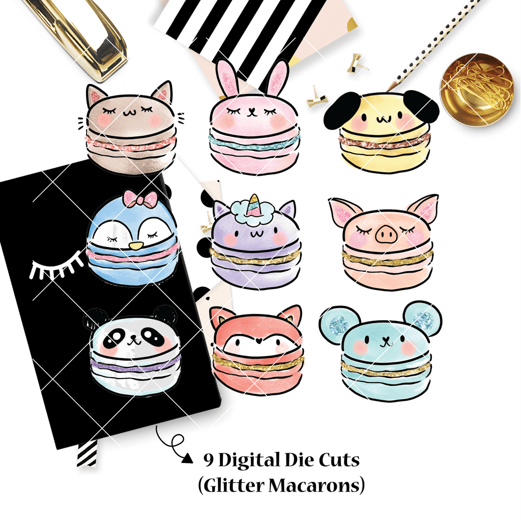 DIGITAL DOWNLOAD! - No Physical Product : You Are Just My Type Themed/ GLITTERED Animal Macarons