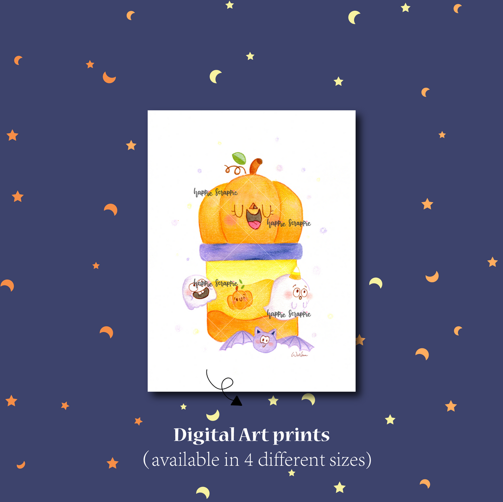DIGITAL DOWNLOAD! - No Physical Product : Happie Halloween Themed Digital Art Print