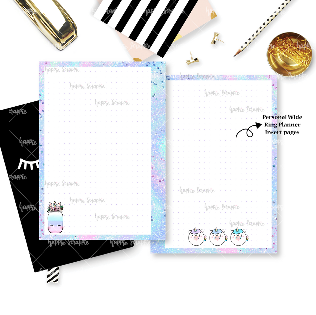 Rings Planner Inserts - Magical Wishes (Unicorn) // Dotted