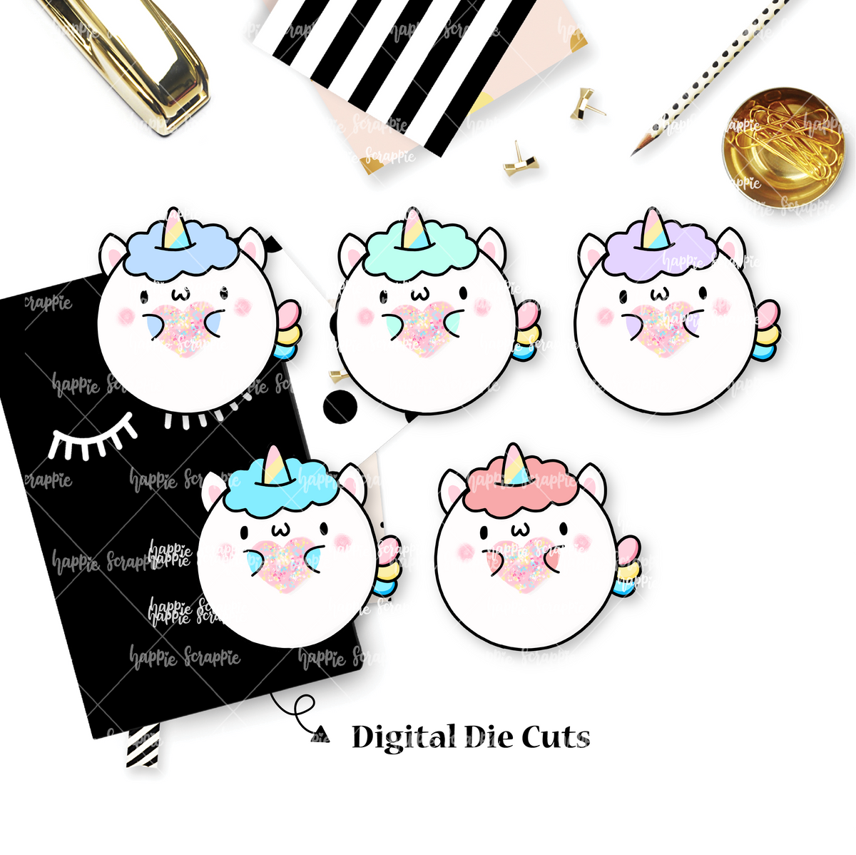 DIGITAL DOWNLOAD! - No Physical Product : Chubby Unicorn | HappieScrappie