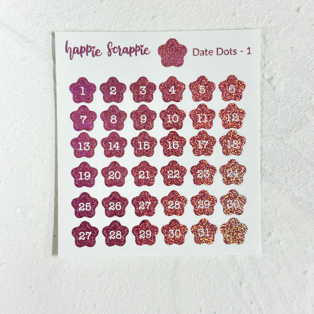 Mini Stickers : Date Numbers / Date Dots 1 (Stars)