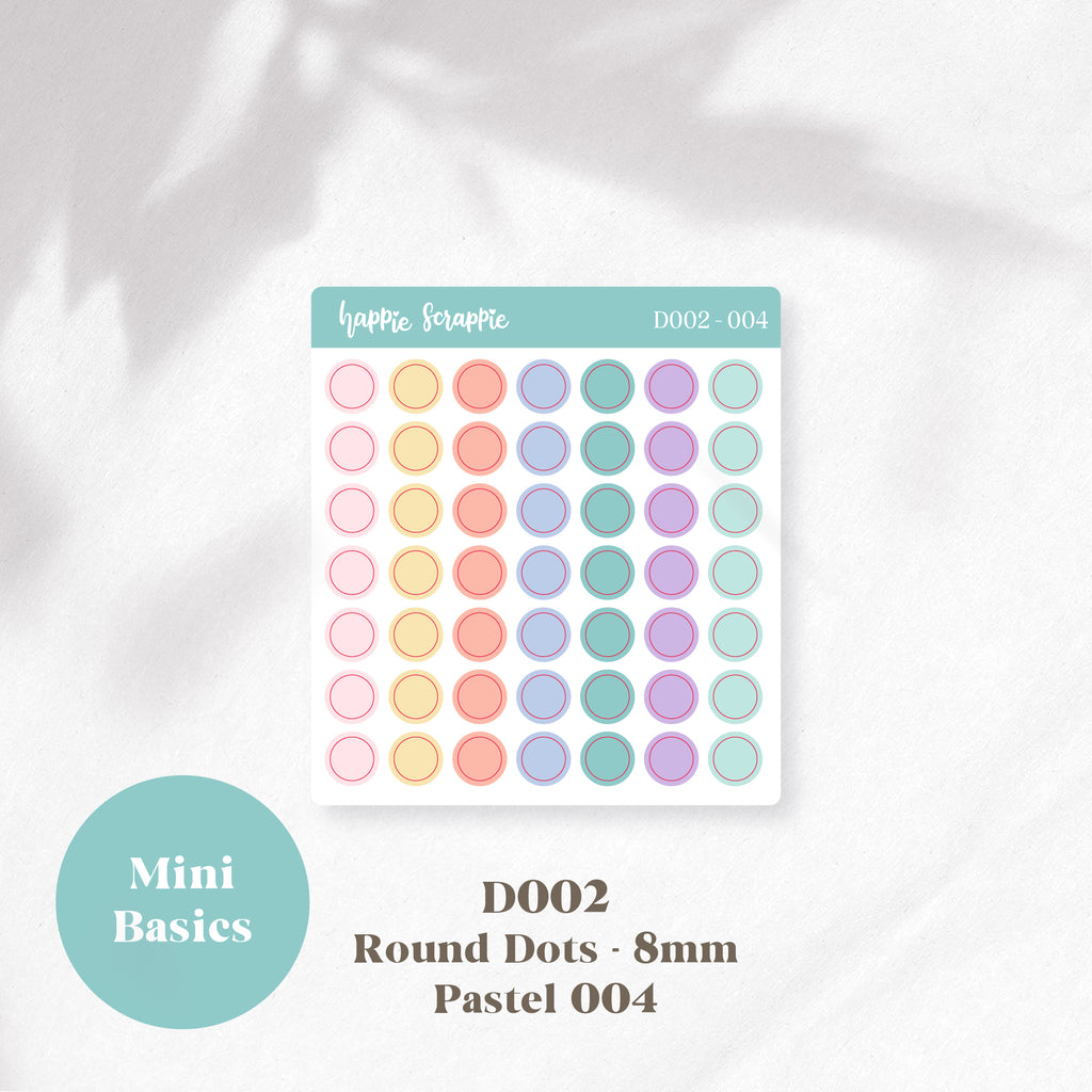 Mini Stickers : Basics (Round Dots 8mm) // D002