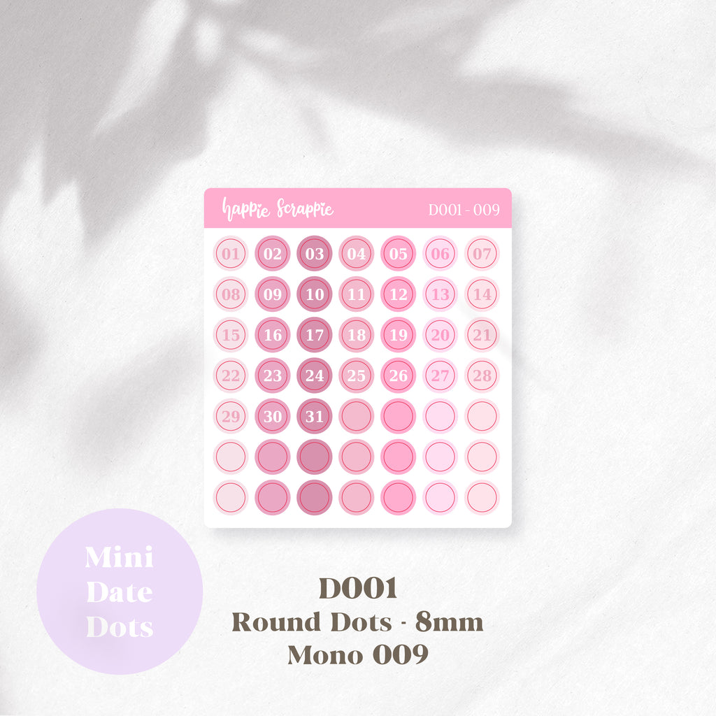 Mini Stickers : Date Dots (Round Dots 8mm) // D001