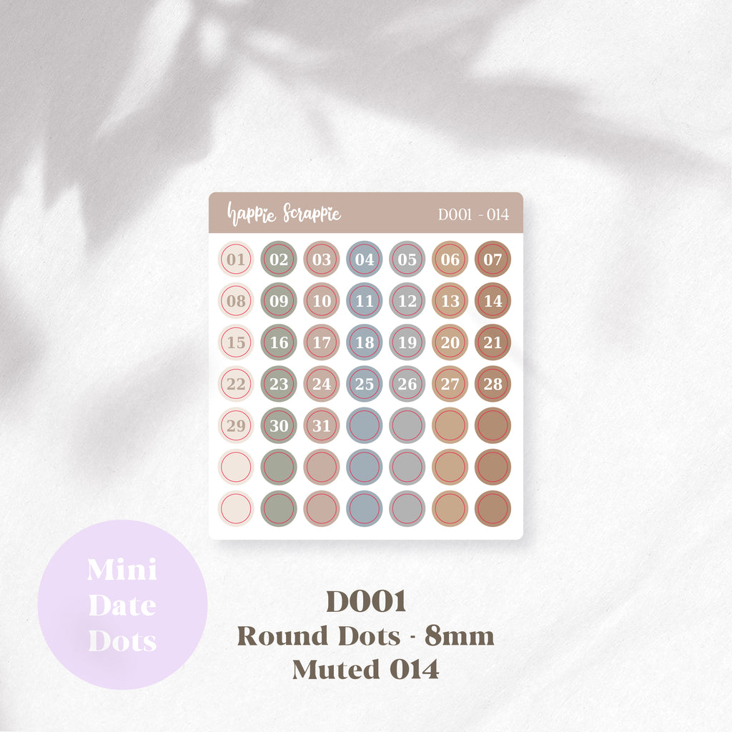 Mini Stickers : Date Dots (Round Dots 8mm) // D001