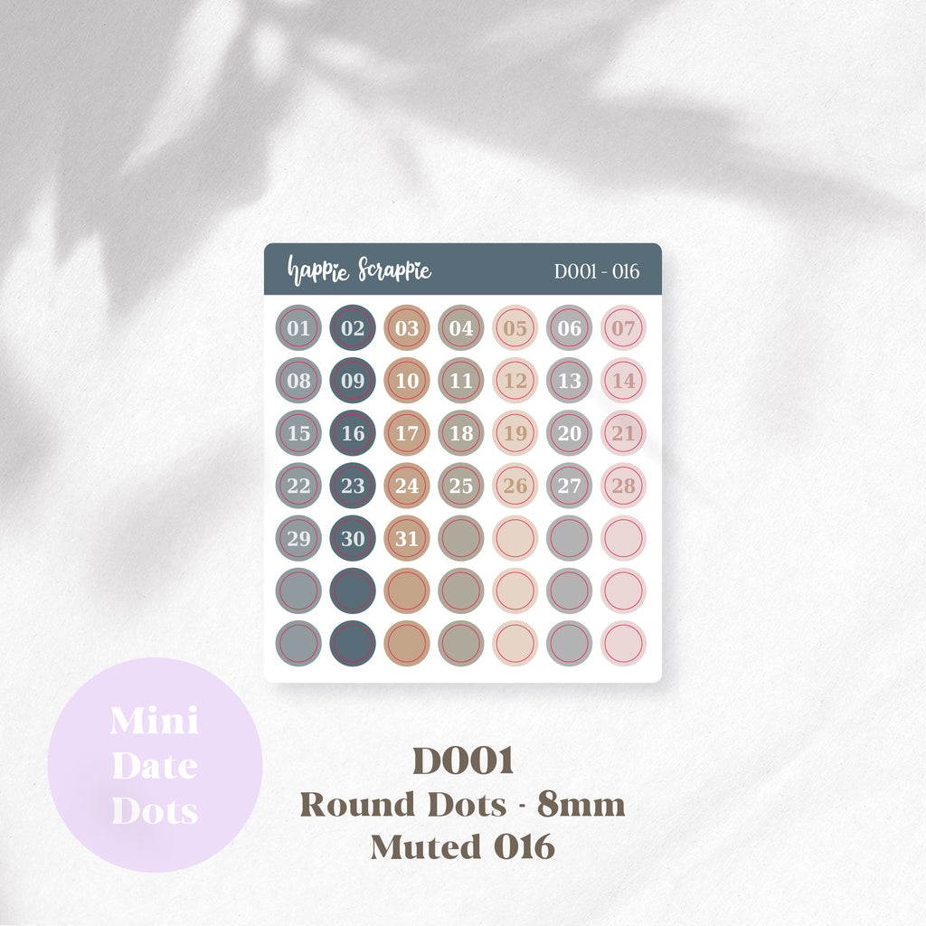 Mini Stickers : Date Dots (Round Dots 8mm) // D001