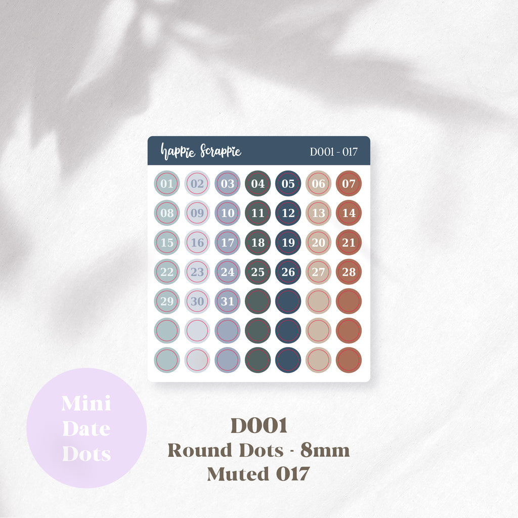 Mini Stickers : Date Dots (Round Dots 8mm) // D001