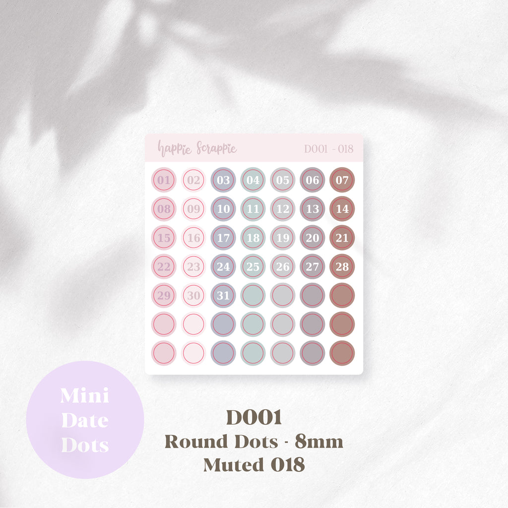 Mini Stickers : Date Dots (Round Dots 8mm) // D001