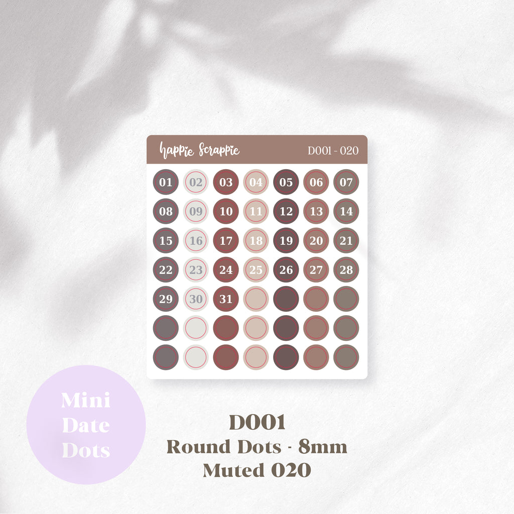 Mini Stickers : Date Dots (Round Dots 8mm) // D001