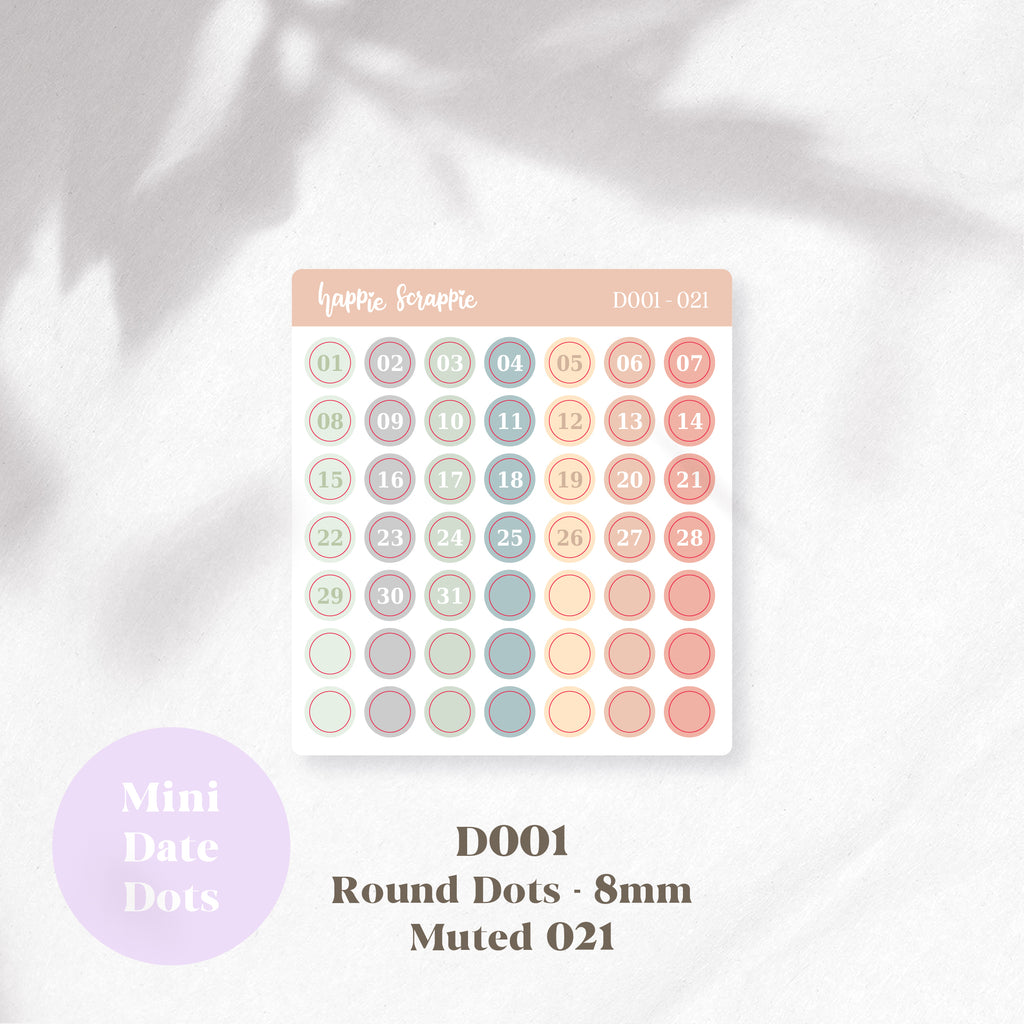 Mini Stickers : Date Dots (Round Dots 8mm) // D001