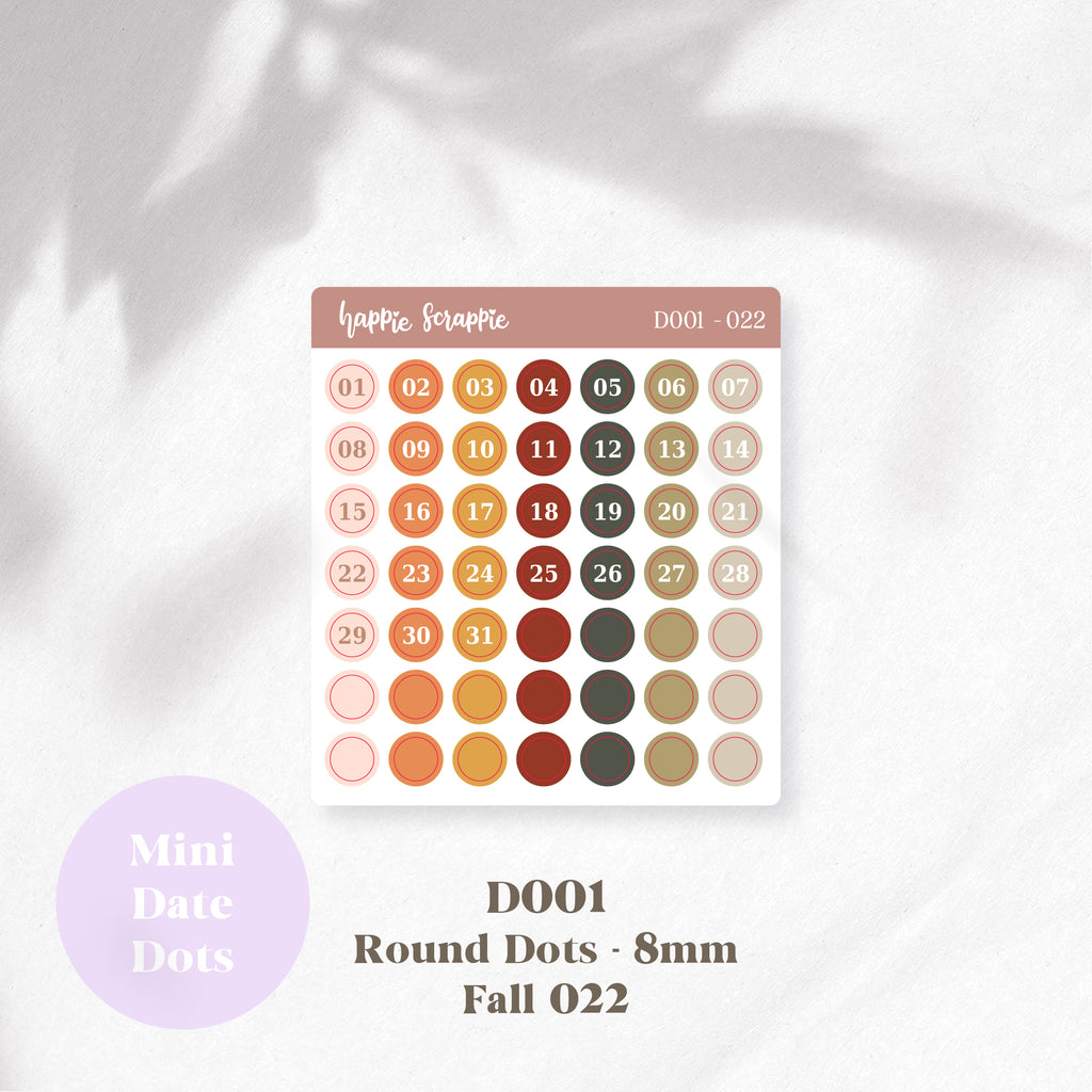 Mini Stickers : Date Dots (Round Dots 8mm) // D001