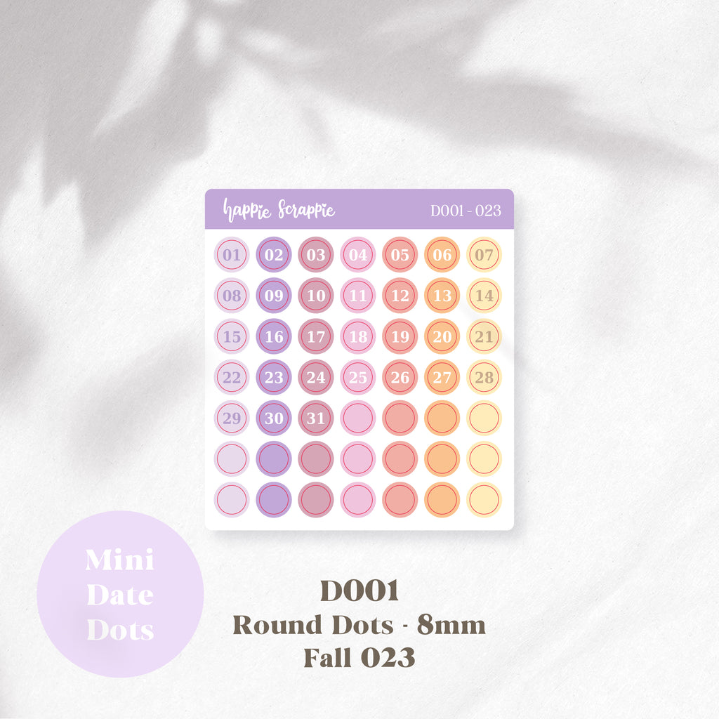 Mini Stickers : Date Dots (Round Dots 8mm) // D001