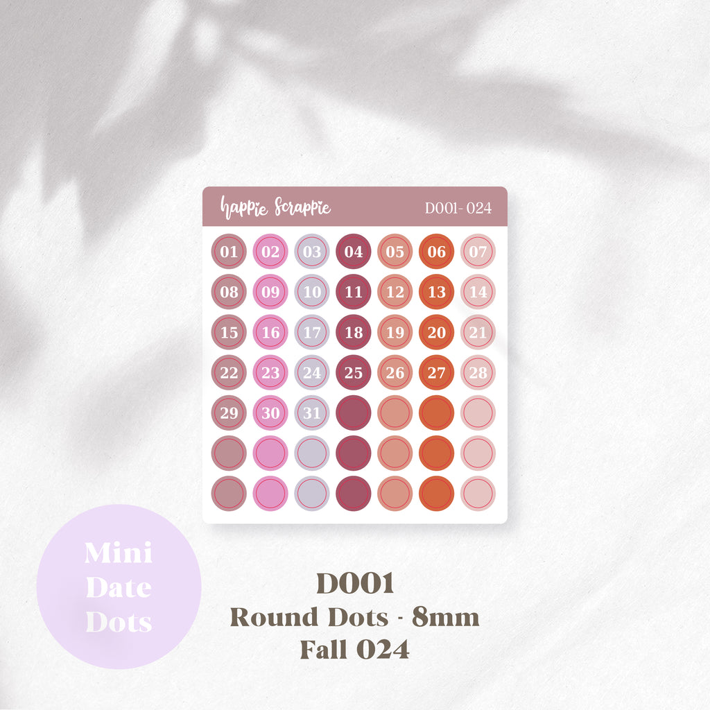 Mini Stickers : Date Dots (Round Dots 8mm) // D001