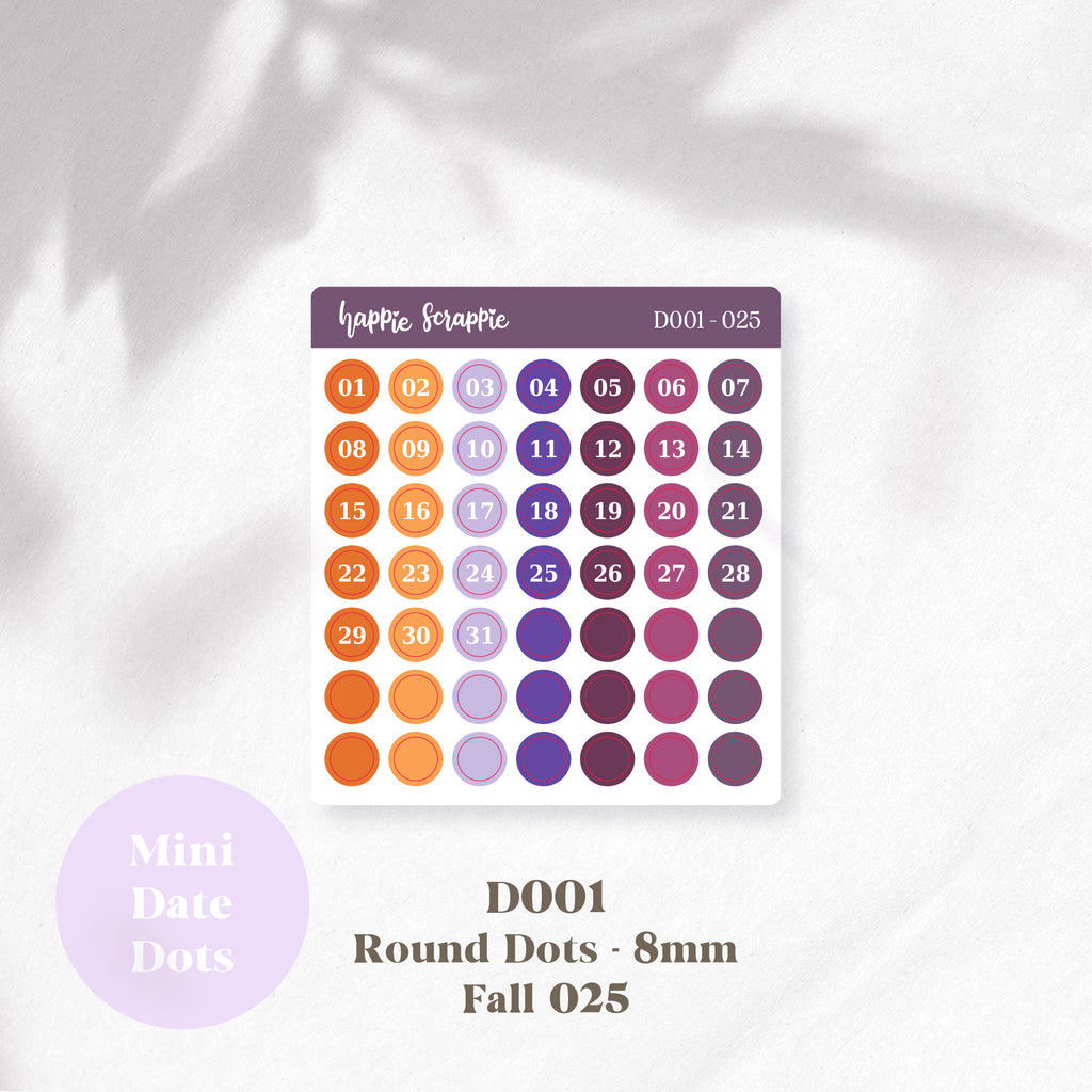 Mini Stickers : Date Dots (Round Dots 8mm) // D001