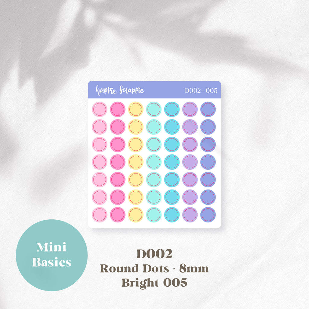 Mini Stickers : Basics (Round Dots 8mm) // D002