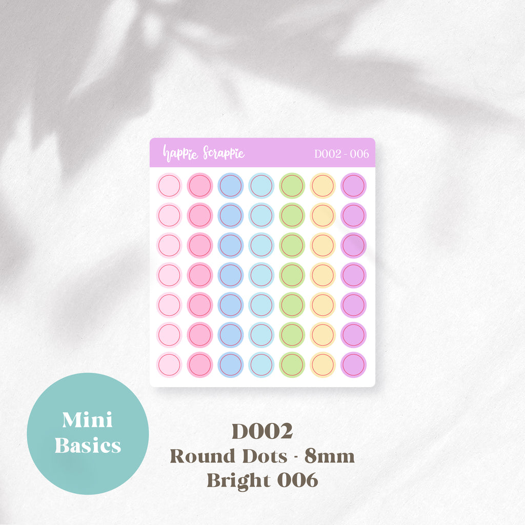 Mini Stickers : Basics (Round Dots 8mm) // D002