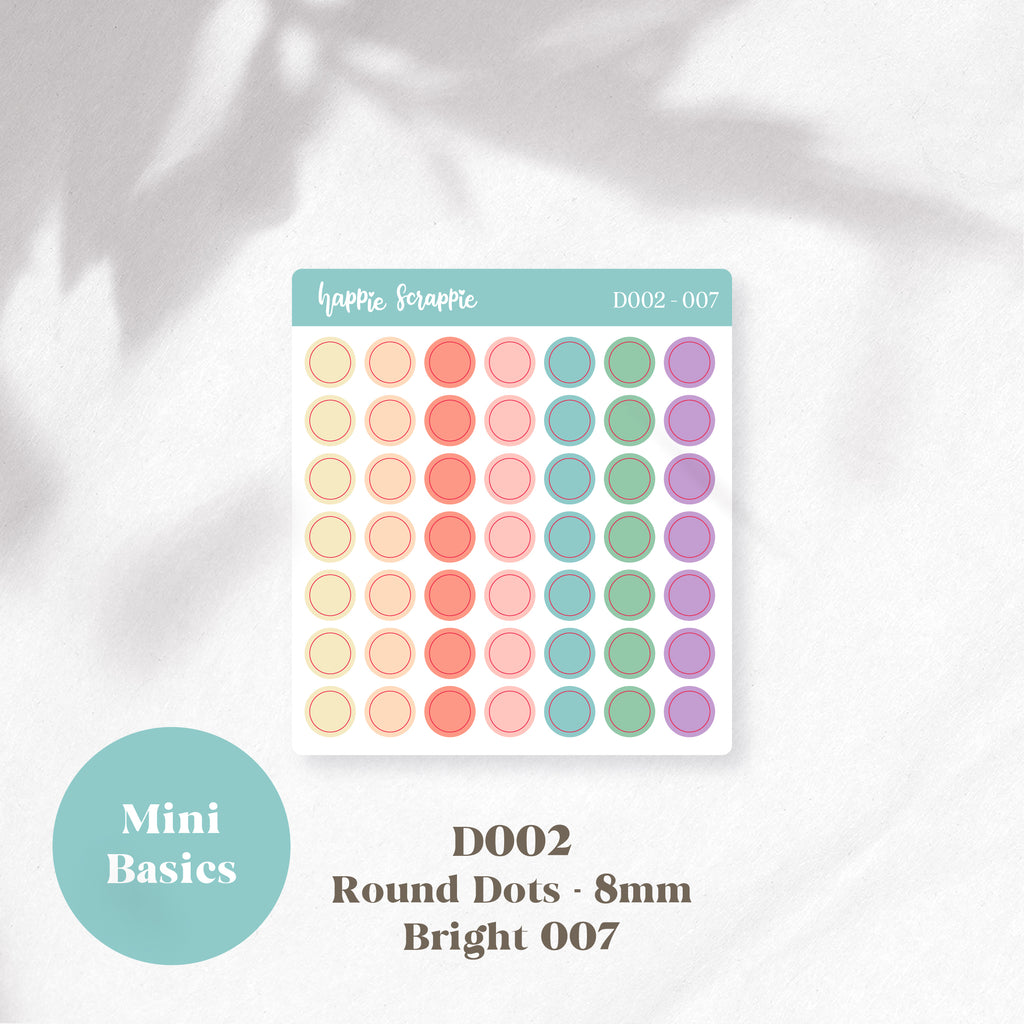 Mini Stickers : Basics (Round Dots 8mm) // D002