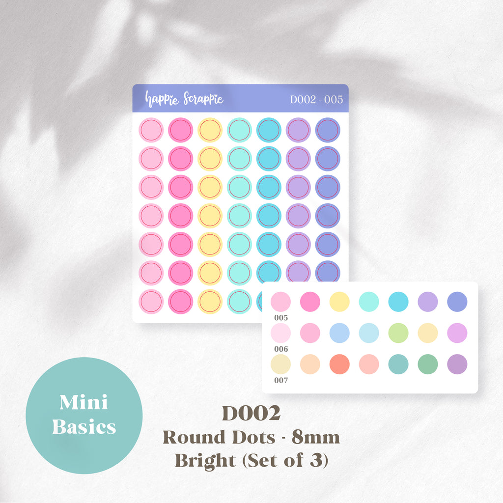 Mini Stickers : Basics (Round Dots 8mm) // D002