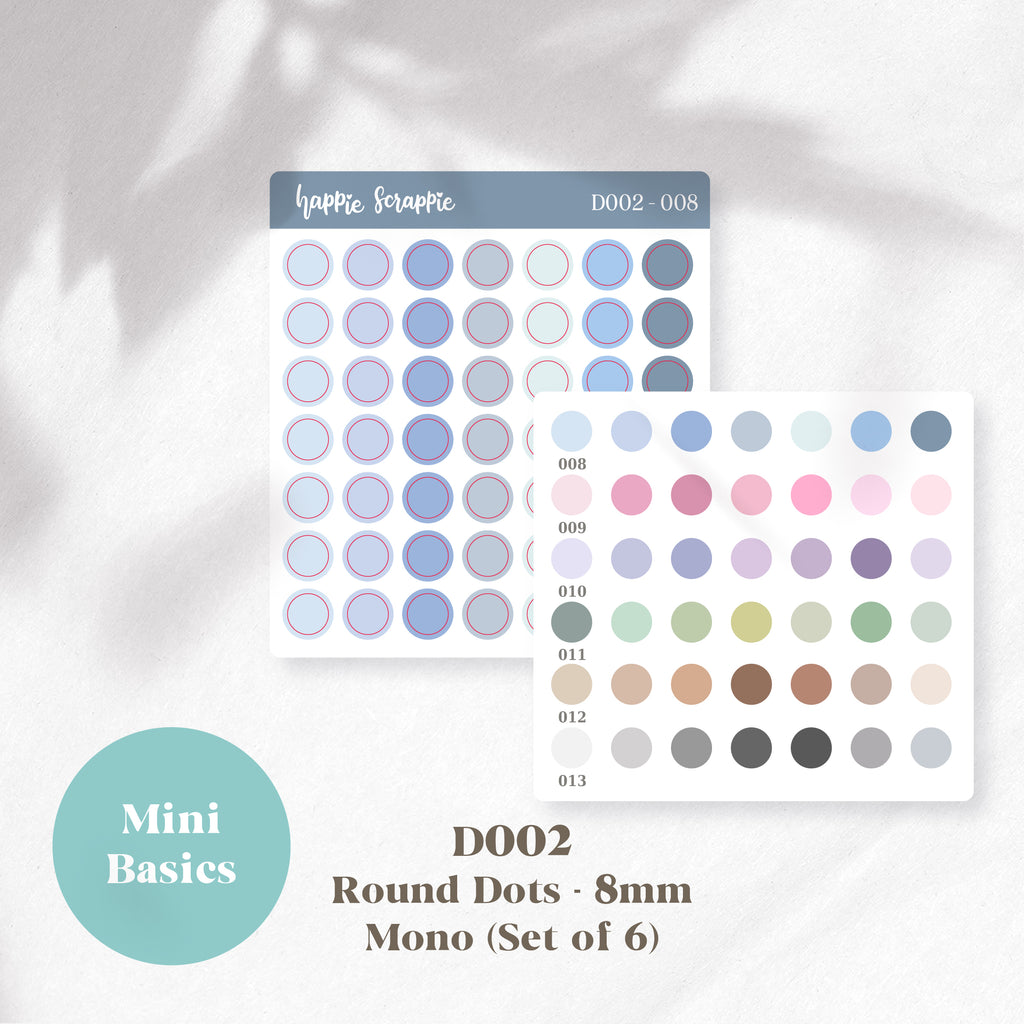 Mini Stickers : Basics (Round Dots 8mm) // D002