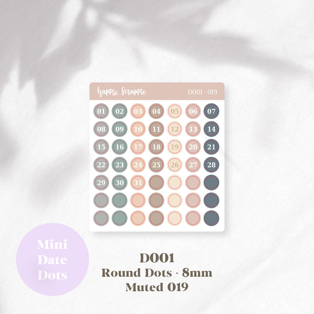 Mini Stickers : Date Dots (Round Dots 8mm) // D001