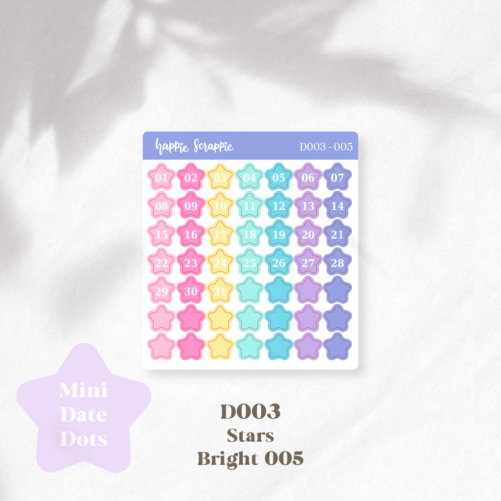 Mini Stickers : Date Dots (Stars) // D003