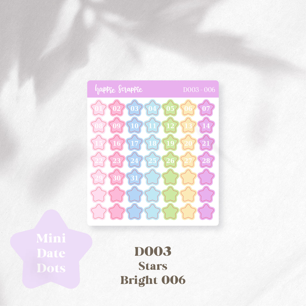 Mini Stickers : Date Dots (Stars) // D003