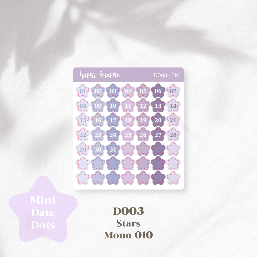 Mini Stickers : Date Dots (Stars) // D003