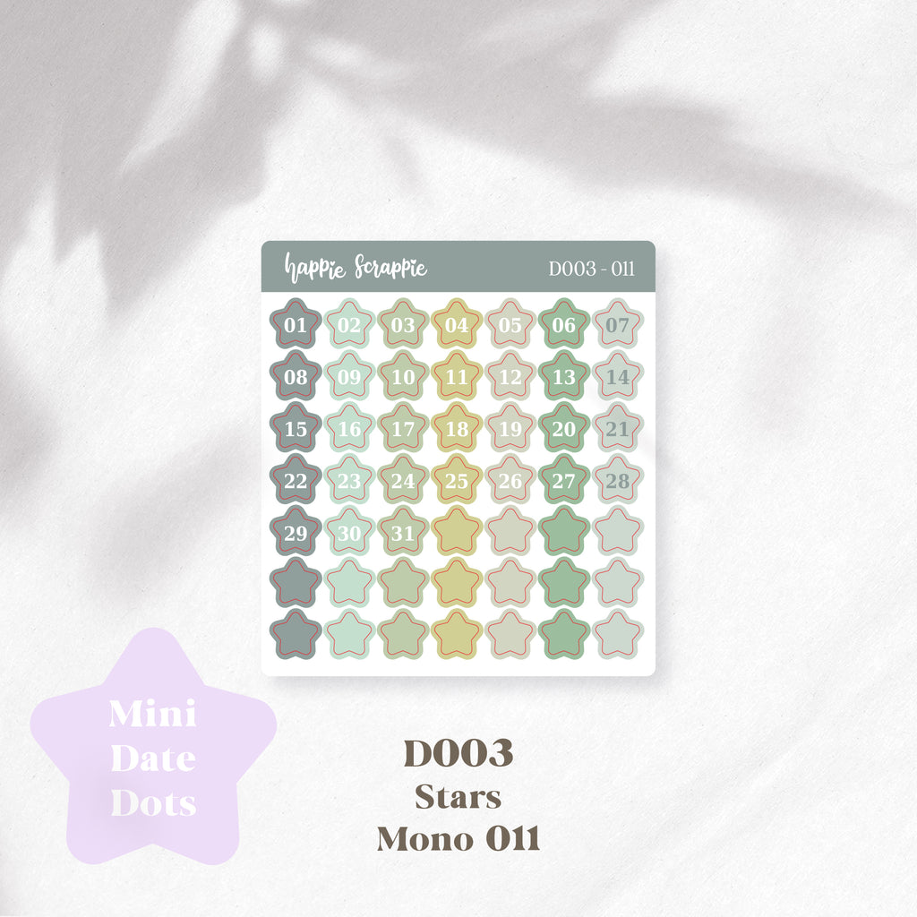 Mini Stickers : Date Dots (Stars) // D003