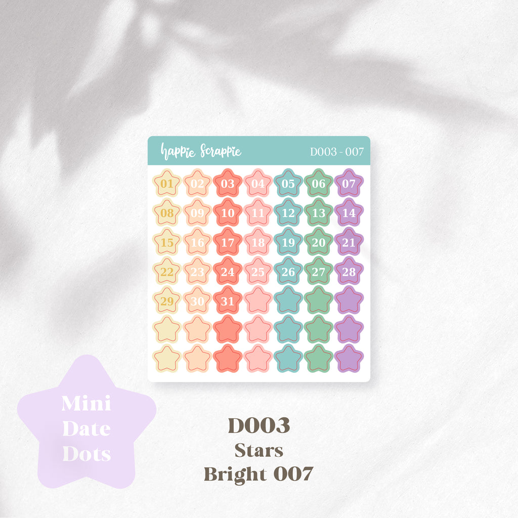 Mini Stickers : Date Dots (Stars) // D003