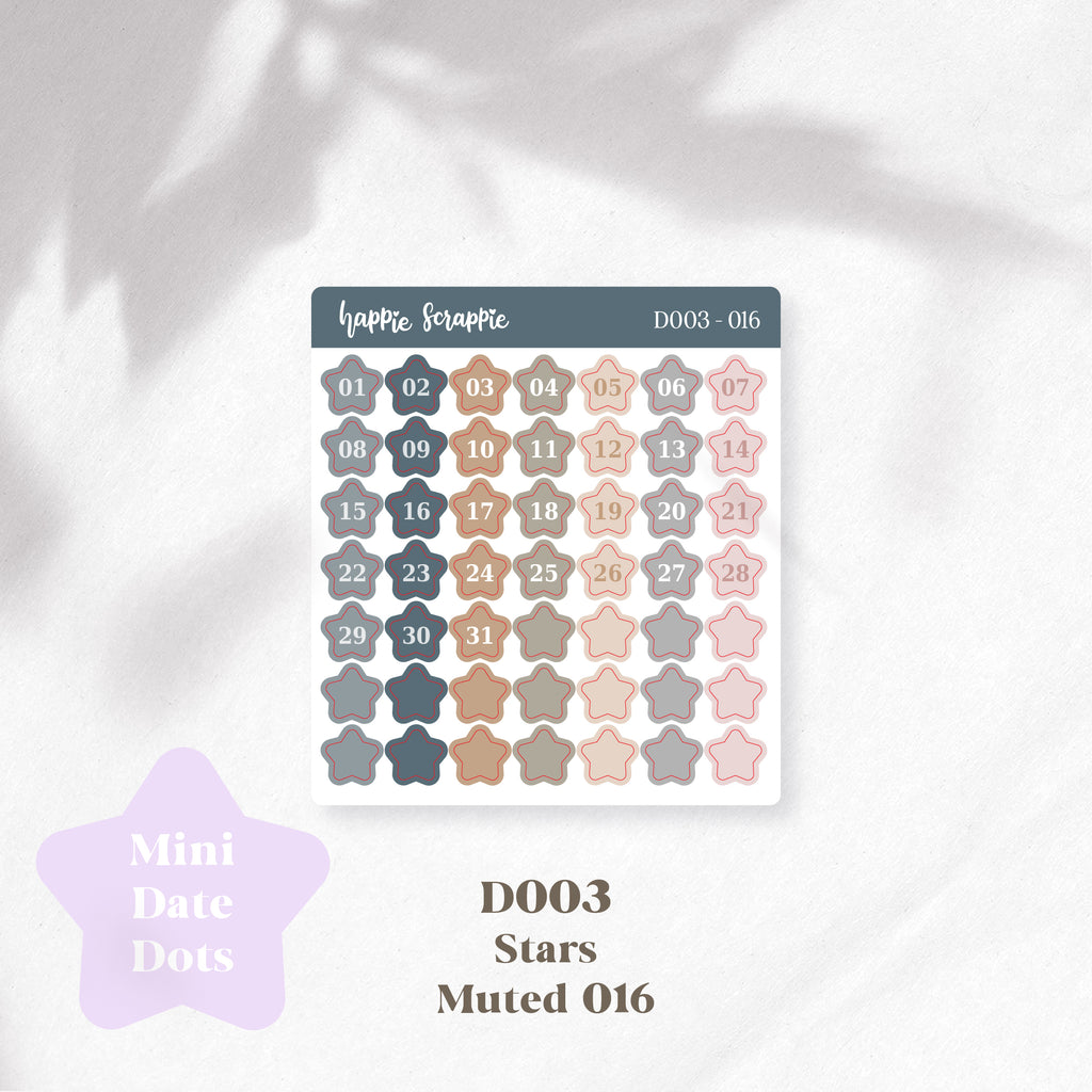 Mini Stickers : Date Dots (Stars) // D003