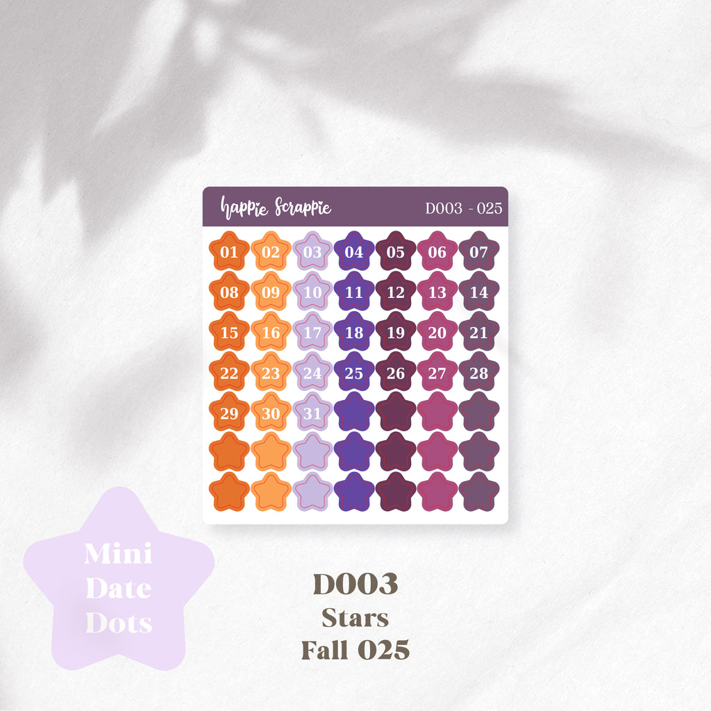 Mini Stickers : Date Dots (Stars) // D003