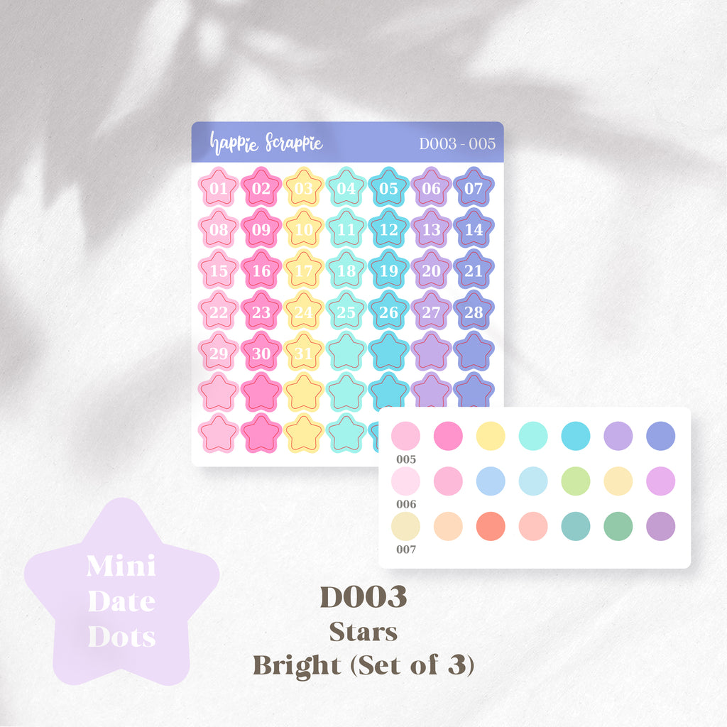 Mini Stickers : Date Dots (Stars) // D003