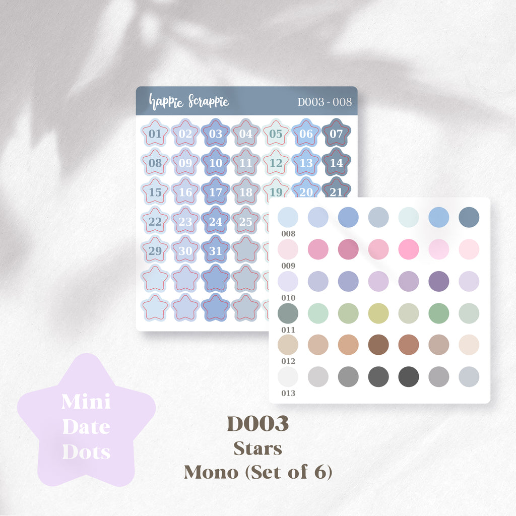 Mini Stickers : Date Dots (Stars) // D003