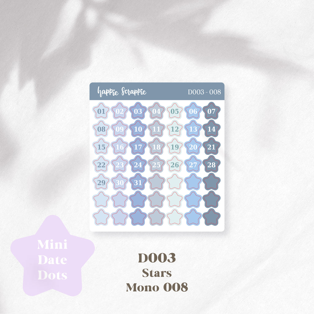 Mini Stickers : Date Dots (Stars) // D003