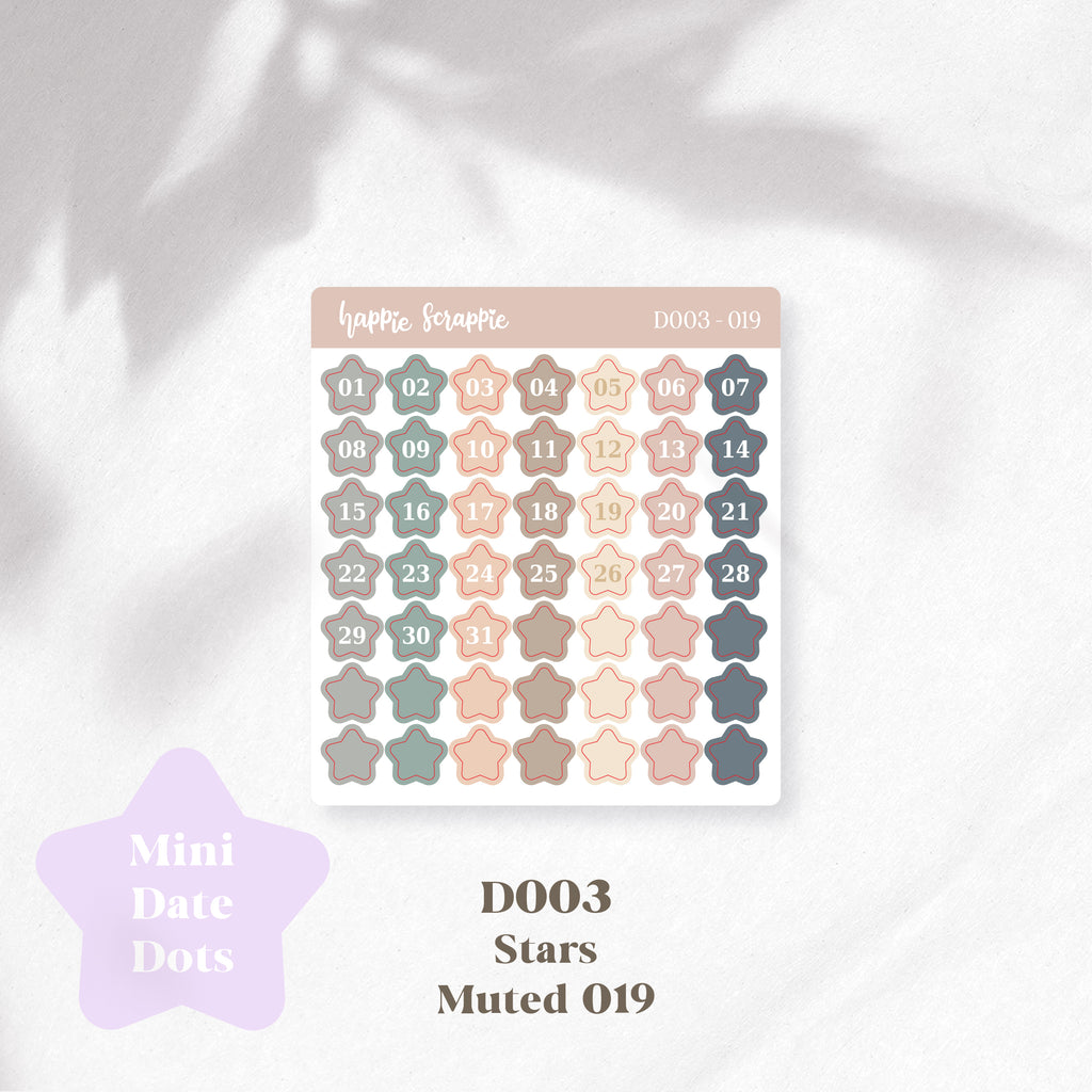 Mini Stickers : Date Dots (Stars) // D003