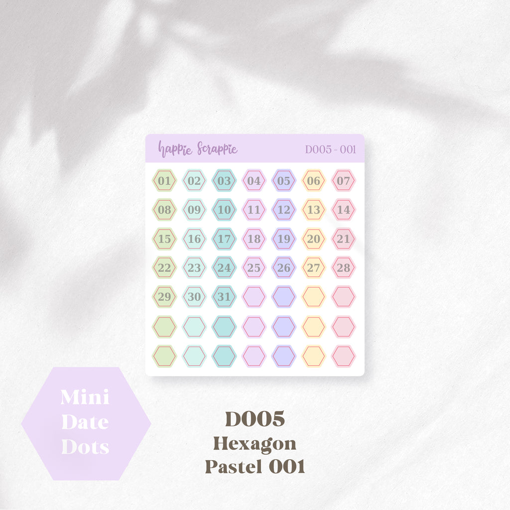 Mini Stickers : Date Dots (Hexagon) // D005