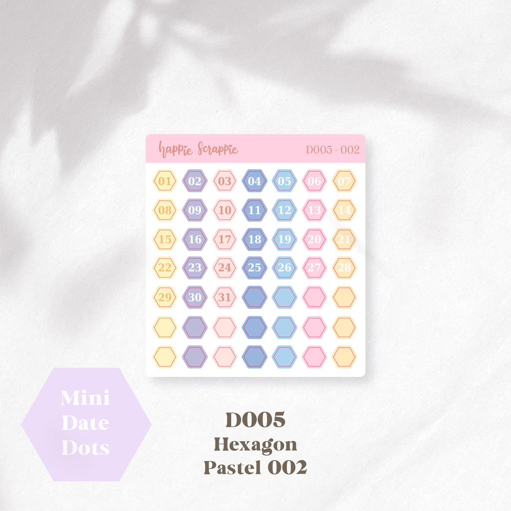 Mini Stickers : Date Dots (Hexagon) // D005