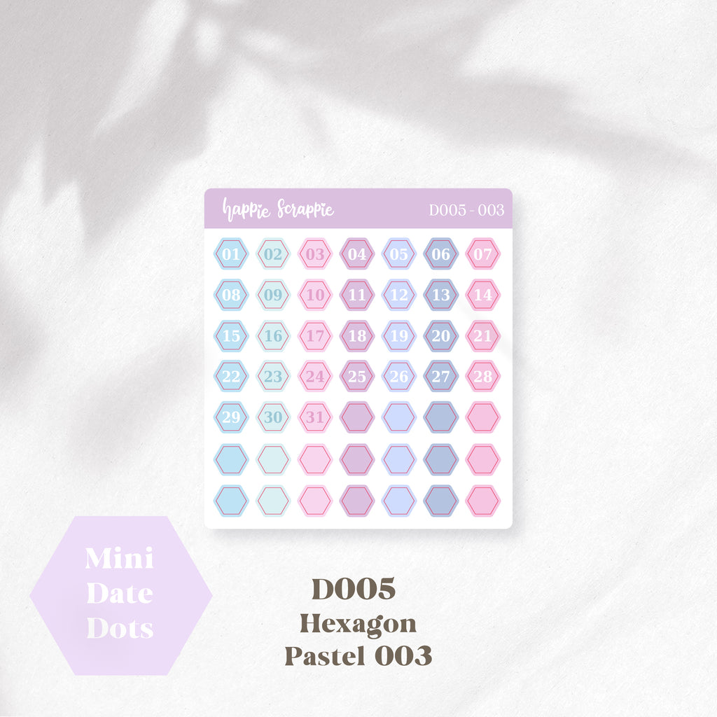 Mini Stickers : Date Dots (Hexagon) // D005