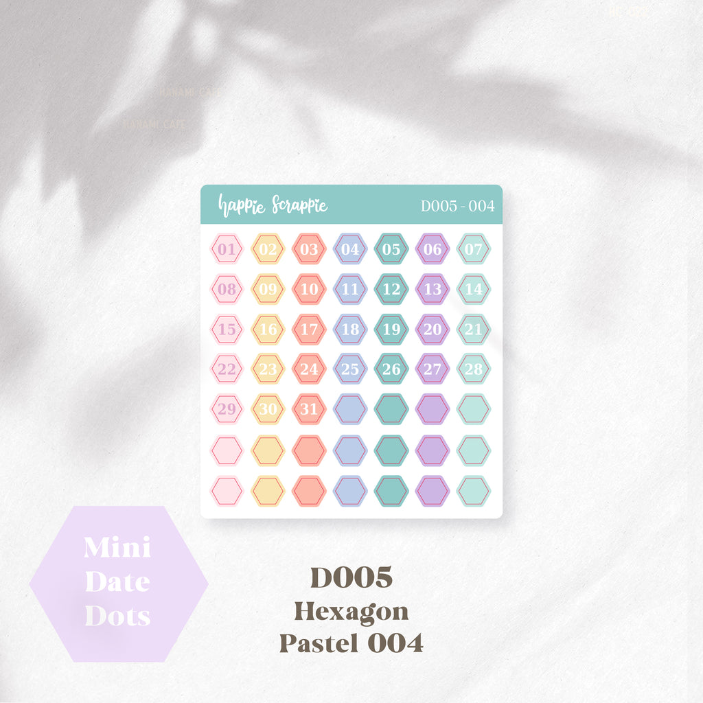 Mini Stickers : Date Dots (Hexagon) // D005