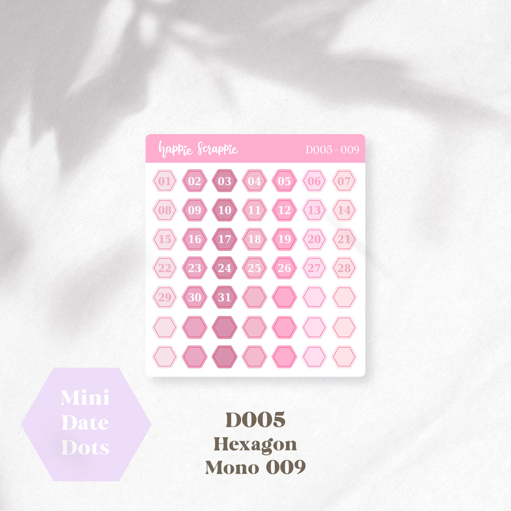 Mini Stickers : Date Dots (Hexagon) // D005