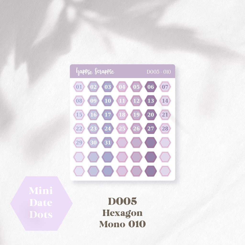 Mini Stickers : Date Dots (Hexagon) // D005